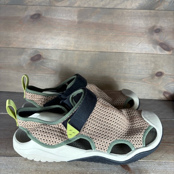 crocs swiftwater deck mens size 9 shoes brown slip on comfort fisherman sandals - Picture 2 of 8